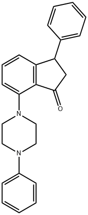 3-PHENYL-7-(4-PHENYLPIPERAZINO)-1-INDANONE 结构式