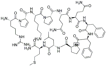 ARG-DEHYDROPRO-LYS-DEHYDROPRO-GLN-GLN-PHE-PHE-PRO-LEU-MET-NH2 [R-DEHYDROP-K-DEHYDROP-QQFFPLM-NH2] 结构式