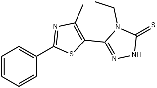 4-ETHYL-5-(4-METHYL-2-PHENYL-1,3-THIAZOL-5-YL)-4H-1,2,4-TRIAZOL-3-YLHYDROSULFIDE 结构式