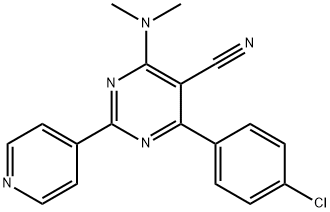 4-(4-CHLOROPHENYL)-6-(DIMETHYLAMINO)-2-(4-PYRIDINYL)-5-PYRIMIDINECARBONITRILE 结构式