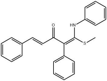 1-ANILINO-1-(METHYLSULFANYL)-2,5-DIPHENYL-1,4-PENTADIEN-3-ONE 结构式