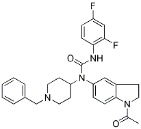 N-(1-ACETYL-2,3-DIHYDRO-(1H)-INDOL-5-YL)-N-(1-BENZYLPIPERIDIN-4-YL)-N'-(2,4-DIFLUOROPHENYL)UREA 结构式