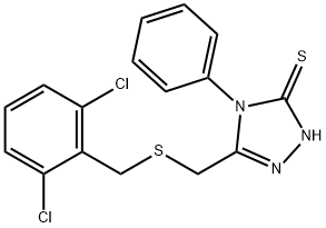 5-([(2,6-DICHLOROBENZYL)SULFANYL]METHYL)-4-PHENYL-4H-1,2,4-TRIAZOL-3-YLHYDROSULFIDE 结构式