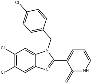 3-[5,6-DICHLORO-1-(4-CHLOROBENZYL)-1H-1,3-BENZIMIDAZOL-2-YL]-2(1H)-PYRIDINONE 结构式