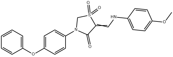 5-[(4-METHOXYANILINO)METHYLENE]-3-(4-PHENOXYPHENYL)-1LAMBDA6,3-THIAZOLANE-1,1,4-TRIONE 结构式