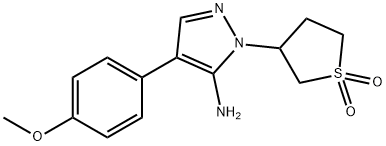 3-[5-AMINO-4-(4-METHOXYPHENYL)-1H-PYRAZOL-1-YL]TETRAHYDRO-1H-1LAMBDA6-THIOPHENE-1,1-DIONE 结构式