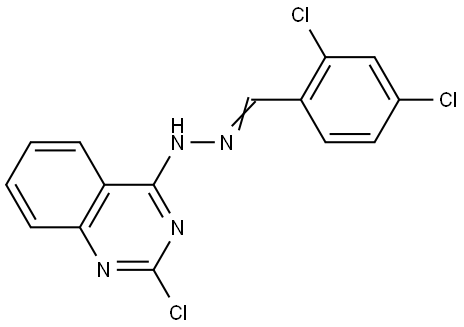 2,4-Dichlorobenzenecarbaldehyde N-(2-chloro-4-quinazolinyl)hydrazone 结构式