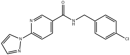 N-(4-CHLOROBENZYL)-6-(1H-PYRAZOL-1-YL)NICOTINAMIDE 结构式