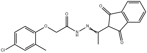 N-(1-AZA-2-(1,3-DIOXOINDAN-2-YL)PROP-1-ENYL)-2-(4-CHLORO-2-METHYLPHENOXY)ETHANAMIDE 结构式