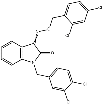 1-(3,4-DICHLOROBENZYL)-1H-INDOLE-2,3-DIONE 3-[O-(2,4-DICHLOROBENZYL)OXIME] 结构式