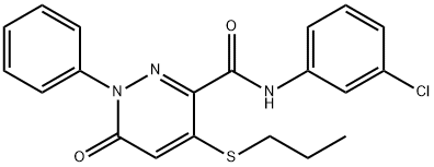 N-(3-Chlorophenyl)-6-oxo-1-phenyl-4-(propylsulfanyl)-1,6-dihydro-3-pyridazinecarboxamide 结构式
