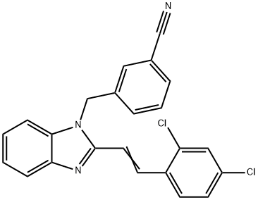 3-([2-(2,4-DICHLOROSTYRYL)-1H-1,3-BENZIMIDAZOL-1-YL]METHYL)BENZENECARBONITRILE 结构式