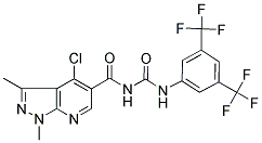 N-[(4-CHLORO-1,3-DIMETHYL-1H-PYRAZOLO[3,4-B]PYRIDIN-5-YL)CARBONYL]-N'-[3,5-DI(TRIFLUOROMETHYL)PHENYL]UREA 结构式