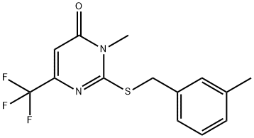 3-METHYL-2-[(3-METHYLBENZYL)SULFANYL]-6-(TRIFLUOROMETHYL)-4(3H)-PYRIMIDINONE 结构式