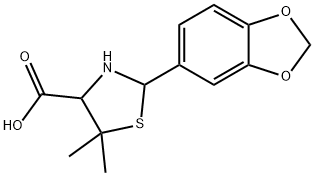 2-BENZO[D]1,3-DIOXOLAN-5-YL-5,5-DIMETHYL-1,3-THIAZOLIDINE-4-CARBOXYLIC ACID 结构式