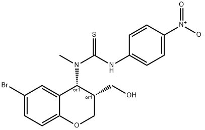 N-[6-BROMO-3-(HYDROXYMETHYL)-3,4-DIHYDRO-2H-CHROMEN-4-YL]-N-METHYL-N'-(4-NITROPHENYL)THIOUREA 结构式