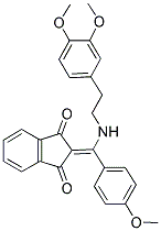 2-(((2-(3,4-DIMETHOXYPHENYL)ETHYL)AMINO)(4-METHOXYPHENYL)METHYLENE)INDANE-1,3-DIONE 结构式