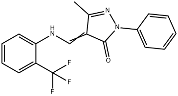 5-METHYL-2-PHENYL-4-([2-(TRIFLUOROMETHYL)ANILINO]METHYLENE)-2,4-DIHYDRO-3H-PYRAZOL-3-ONE 结构式