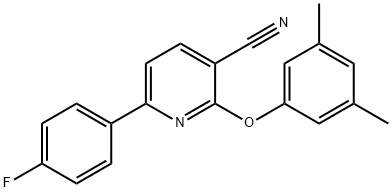 2-(3,5-DIMETHYLPHENOXY)-6-(4-FLUOROPHENYL)NICOTINONITRILE 结构式