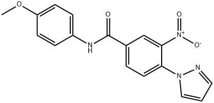 N-(4-Methoxyphenyl)-3-nitro-4-(1H-pyrazol-1-yl)benzenecarboxamide 结构式