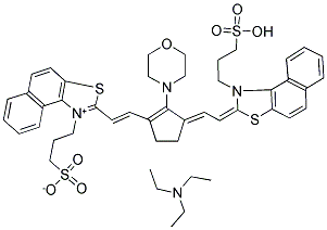 3-(3-SULFOPROPYL)-2-(2-[3-[2-(3-(3-SULFOPROPYL)-2-NAPHTHO [1,2-D] THIAZOLINYLIDENE) ETHYLIDENE]-2-(4-MORPHOLINECYCLOPENTENYL)] VINYL)[1,2-D] THIAZOLIUM HYDROXIDE, INNER SALT 结构式