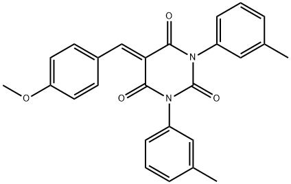 1,3-BIS(3-METHYLPHENYL)-5-((4-METHOXYPHENYL)METHYLENE)-1,3-DIAZAPERHYDROINE-2,4,6-TRIONE 结构式