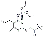 1-([4-[(DIETHOXYPHOSPHOROTHIOYL)OXY]-6-METHYL-5-(2-METHYLALLYL)PYRIMIDIN-2-YL]THIO)-3,3-DIMETHYLBUTAN-2-ONE 结构式