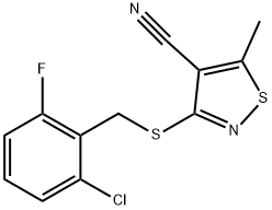 3-[(2-CHLORO-6-FLUOROBENZYL)SULFANYL]-5-METHYL-4-ISOTHIAZOLECARBONITRILE 结构式