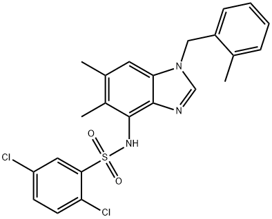 2,5-DICHLORO-N-[5,6-DIMETHYL-1-(2-METHYLBENZYL)-1H-1,3-BENZIMIDAZOL-4-YL]BENZENESULFONAMIDE 结构式