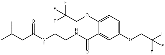 N-(2-[(3-METHYLBUTANOYL)AMINO]ETHYL)-2,5-BIS(2,2,2-TRIFLUOROETHOXY)BENZENECARBOXAMIDE 结构式