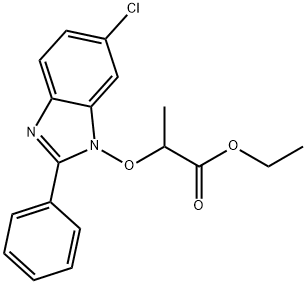 ETHYL 2-[(6-CHLORO-2-PHENYL-1H-1,3-BENZIMIDAZOL-1-YL)OXY]PROPANOATE 结构式