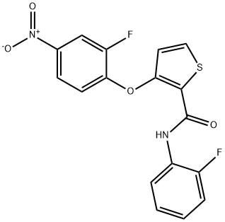 3-(2-FLUORO-4-NITROPHENOXY)-N-(2-FLUOROPHENYL)-2-THIOPHENECARBOXAMIDE 结构式