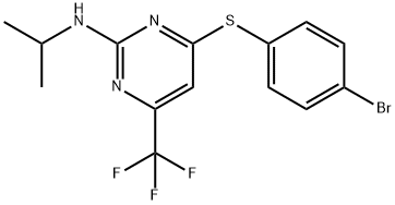 4-[(4-Bromophenyl)sulfanyl]-N-isopropyl-6-(trifluoromethyl)-2-pyrimidinamine 结构式