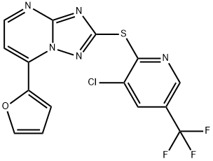 2-([3-Chloro-5-(trifluoromethyl)-2-pyridinyl]sulfanyl)-7-(2-furyl)[1,2,4]triazolo[1,5-a]pyrimidine 结构式
