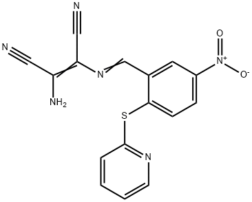 2-AMINO-1-(1-AZA-2-(5-NITRO-2-(2-PYRIDYLTHIO)PHENYL)VINYL)ETHENE-1,2-DICARBONITRILE 结构式