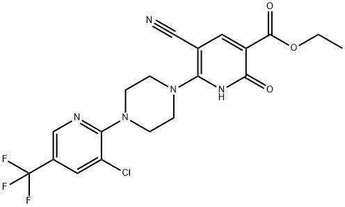 ETHYL 6-(4-[3-CHLORO-5-(TRIFLUOROMETHYL)-2-PYRIDINYL]PIPERAZINO)-5-CYANO-2-OXO-1,2-DIHYDRO-3-PYRIDINECARBOXYLATE 结构式