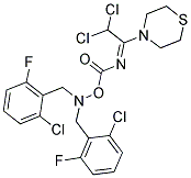 N,N-BIS(2-CHLORO-6-FLUOROBENZYL)-N-[(([2,2-DICHLORO-1-(1,4-THIAZINAN-4-YL)ETHYLIDENE]AMINO)CARBONYL)OXY]AMINE 结构式