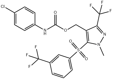 (1-Methyl-3-(trifluoromethyl)-5-([3-(trifluoromethyl)phenyl]sulfonyl)-1H-pyrazol-4-yl)methyl N-(4-chlorophenyl)carbamate 结构式