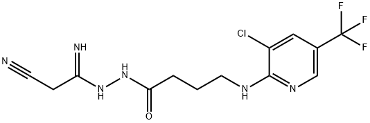 4-([3-CHLORO-5-(TRIFLUOROMETHYL)-2-PYRIDINYL]AMINO)-N'-(2-CYANOETHANIMIDOYL)BUTANOHYDRAZIDE 结构式