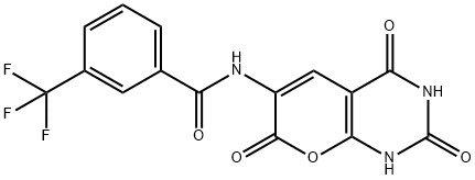 3-(TRIFLUOROMETHYL)-N-(2,4,7-TRIOXO-1,3,4,7-TETRAHYDRO-2H-PYRANO[2,3-D]PYRIMIDIN-6-YL)BENZENECARBOXAMIDE 结构式