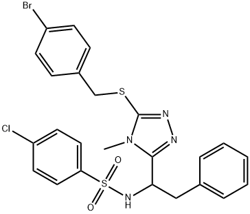 N-(1-(5-[(4-BROMOBENZYL)SULFANYL]-4-METHYL-4H-1,2,4-TRIAZOL-3-YL)-2-PHENYLETHYL)-4-CHLOROBENZENESULFONAMIDE 结构式