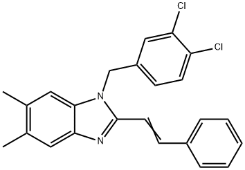 1-(3,4-DICHLOROBENZYL)-5,6-DIMETHYL-2-STYRYL-1H-1,3-BENZIMIDAZOLE 结构式