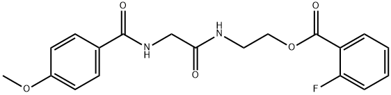 2-((2-[(4-METHOXYBENZOYL)AMINO]ACETYL)AMINO)ETHYL 2-FLUOROBENZENECARBOXYLATE 结构式