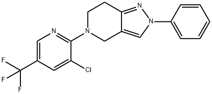 5-[3-Chloro-5-(trifluoromethyl)-2-pyridinyl]-2-phenyl-4,5,6,7-tetrahydro-2H-pyrazolo[4,3-c]pyridine 结构式