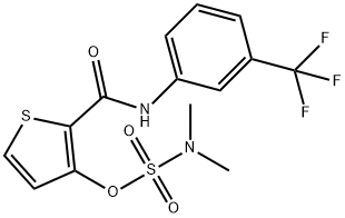 N,N-DIMETHYL(2-([3-(TRIFLUOROMETHYL)ANILINO]CARBONYL)-3-THIENYL)SULFAMATE 结构式