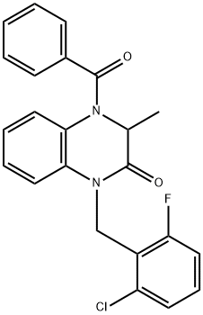 4-BENZOYL-1-(2-CHLORO-6-FLUOROBENZYL)-3-METHYL-3,4-DIHYDRO-2(1H)-QUINOXALINONE 结构式