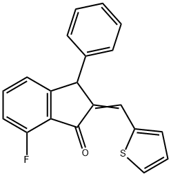 7-FLUORO-3-PHENYL-2-(2-THIENYLMETHYLENE)-1-INDANONE 结构式