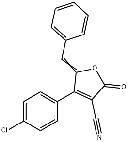 4-(4-Chlorophenyl)-2-oxo-5-(phenylmethylene)-2,5-dihydro-3-furancarbonitrile 结构式