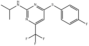 4-[(4-FLUOROPHENYL)SULFANYL]-N-ISOPROPYL-6-(TRIFLUOROMETHYL)-2-PYRIMIDINAMINE 结构式