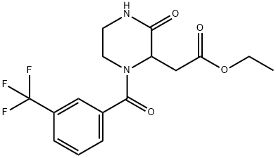 ETHYL 2-(3-OXO-1-[3-(TRIFLUOROMETHYL)BENZOYL]-2-PIPERAZINYL)ACETATE 结构式